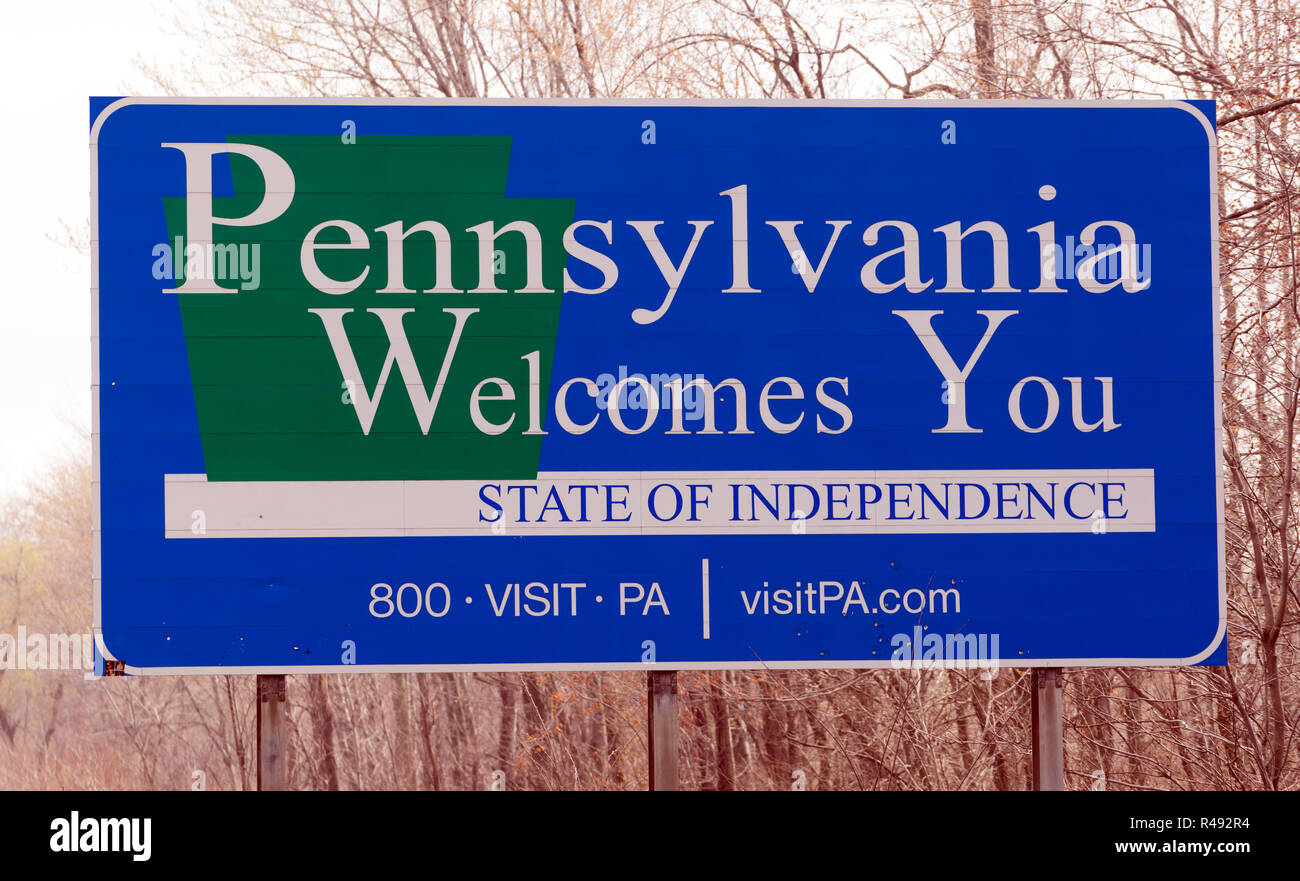 Pennsylvania Sign East Coast Highway Interstate Sign Stock