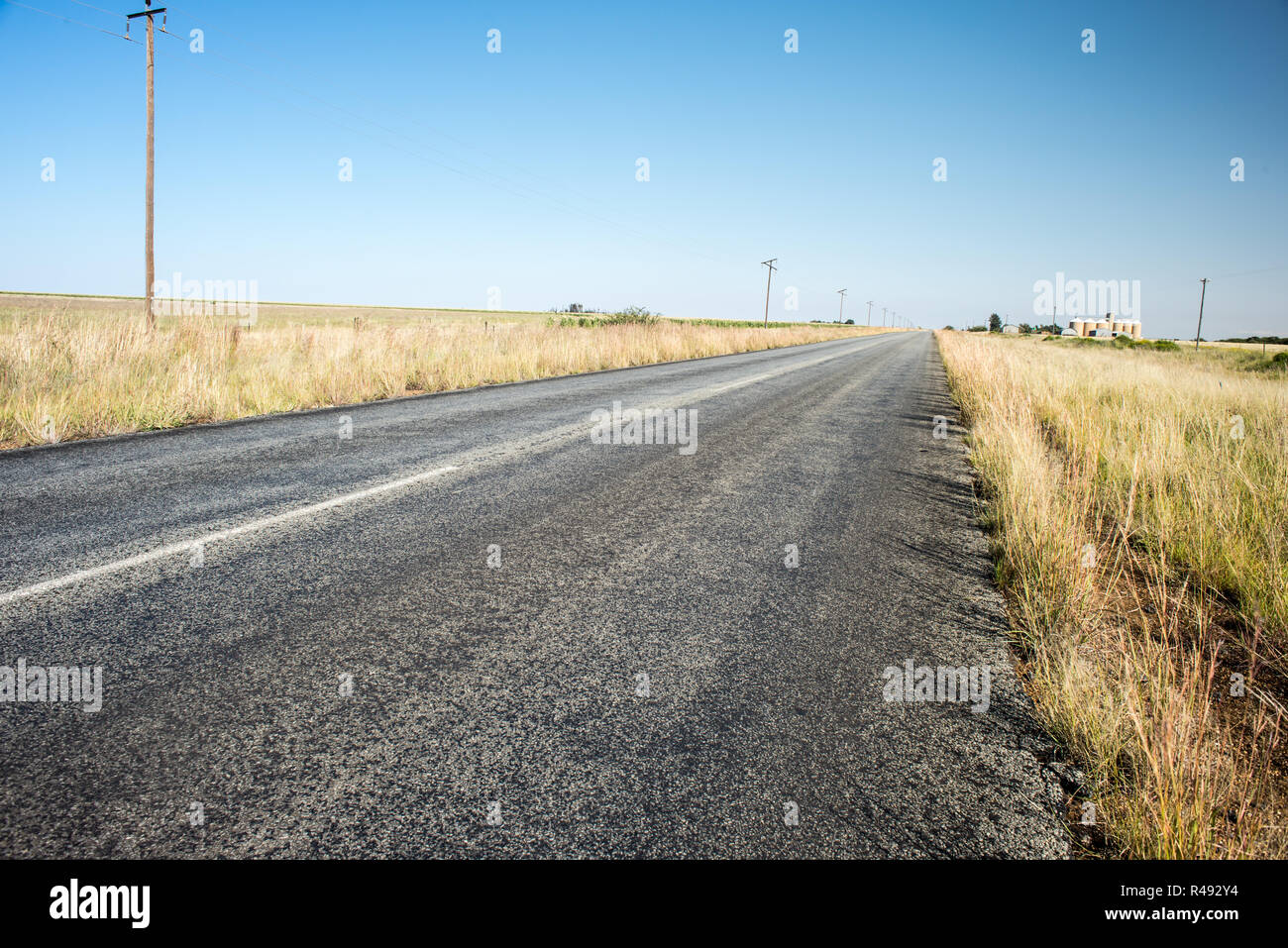 Open empty straight road Stock Photo