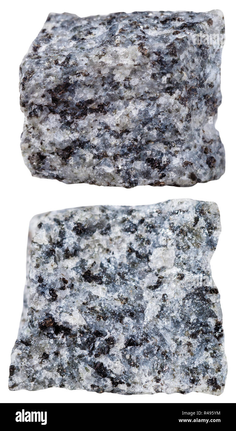 two pieces of Gabbro (basalt) mineral stone Stock Photo