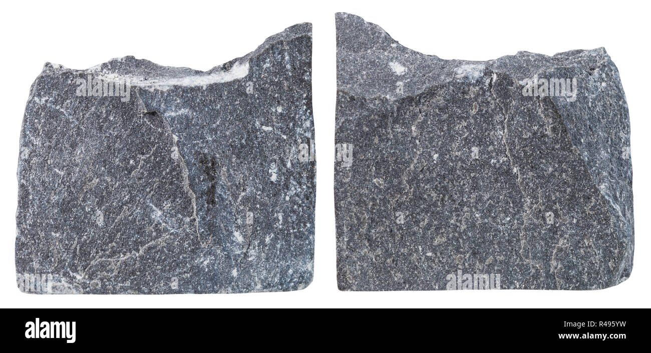 two pieces of Slate mineral stone isolated Stock Photo Alamy