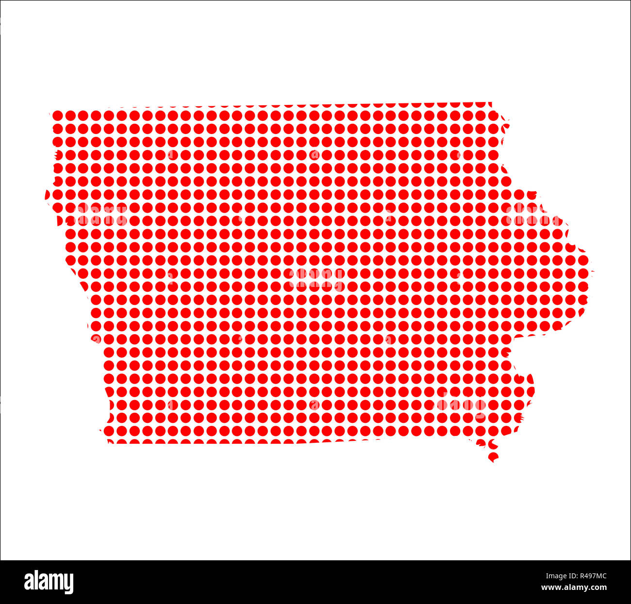 Red Dot Map of Iowa Stock Photo Alamy