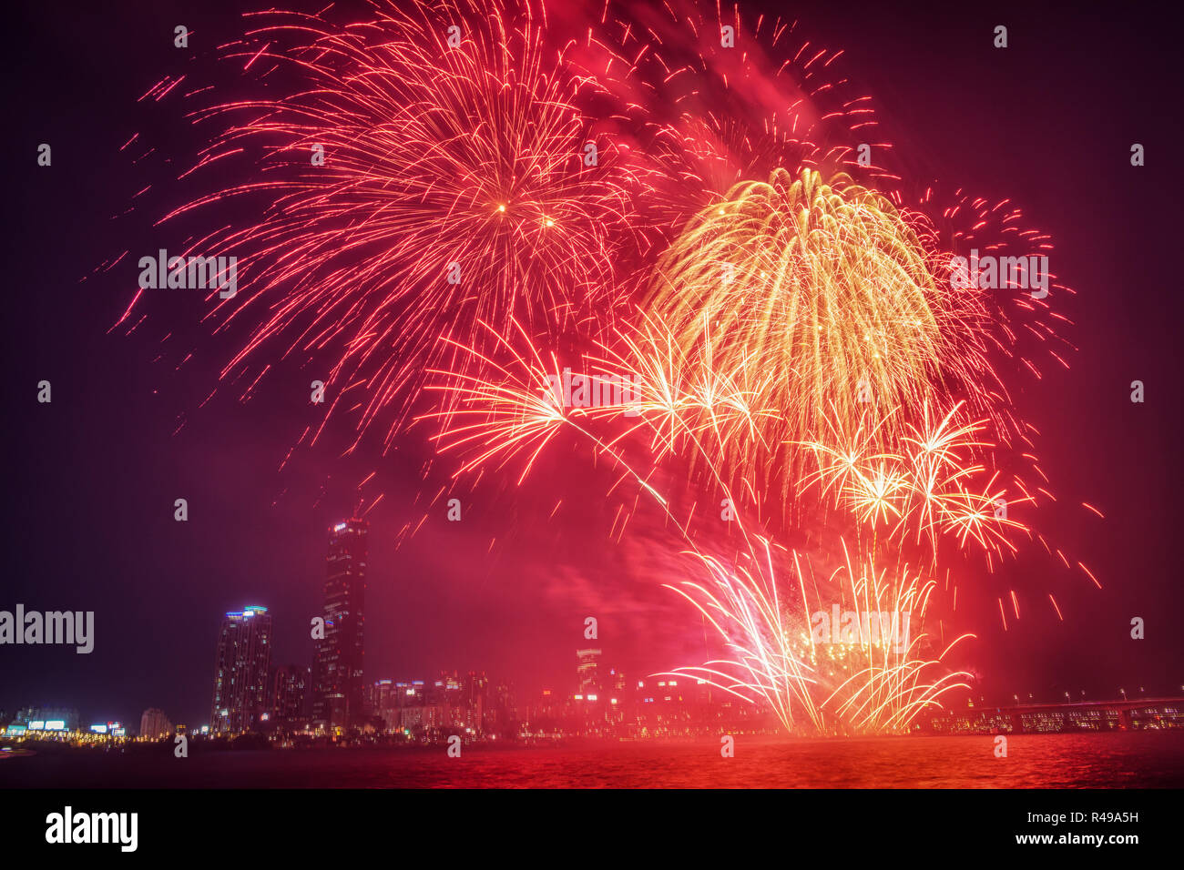 Seoul International Fireworks Festival Stock Photo