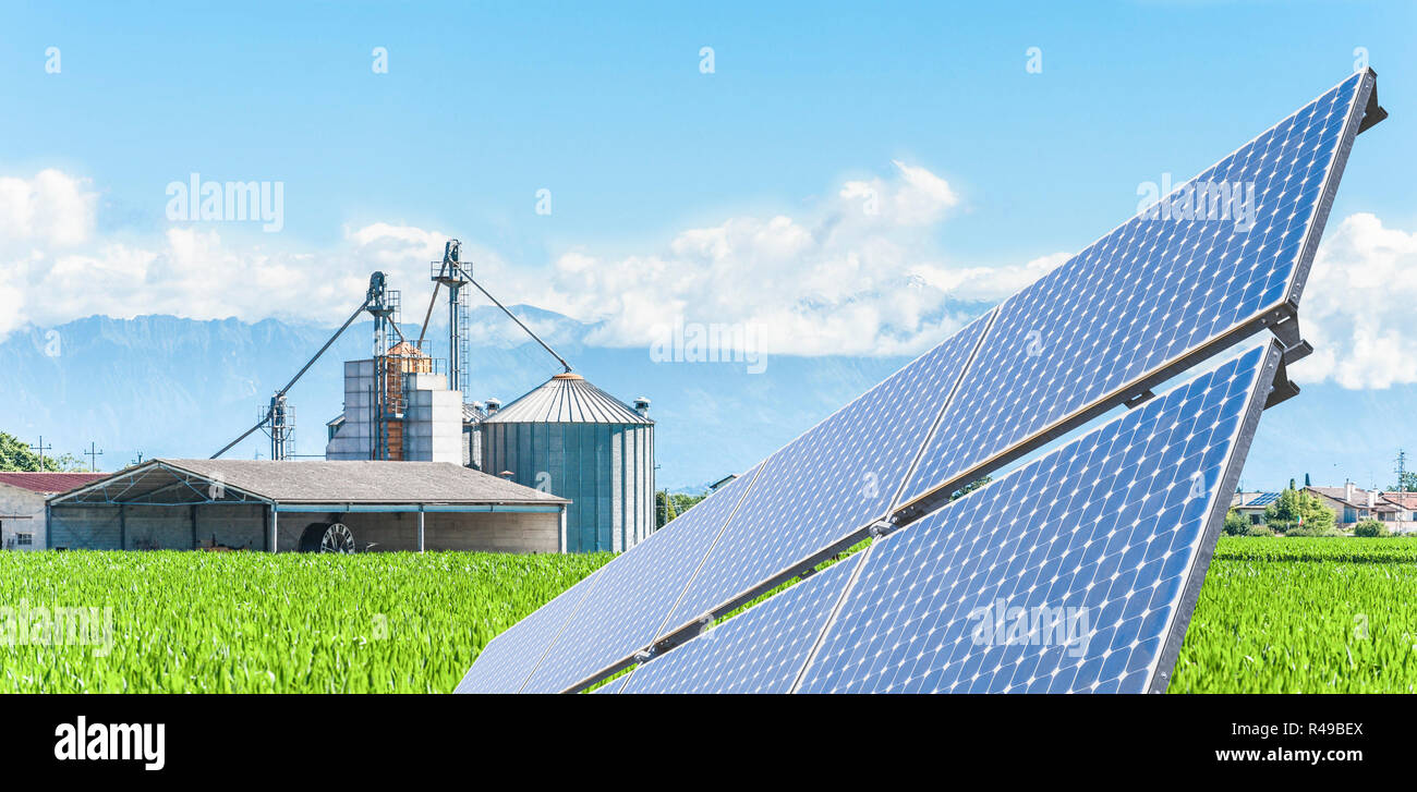 Solar panels to produce green energy Stock Photo - Alamy