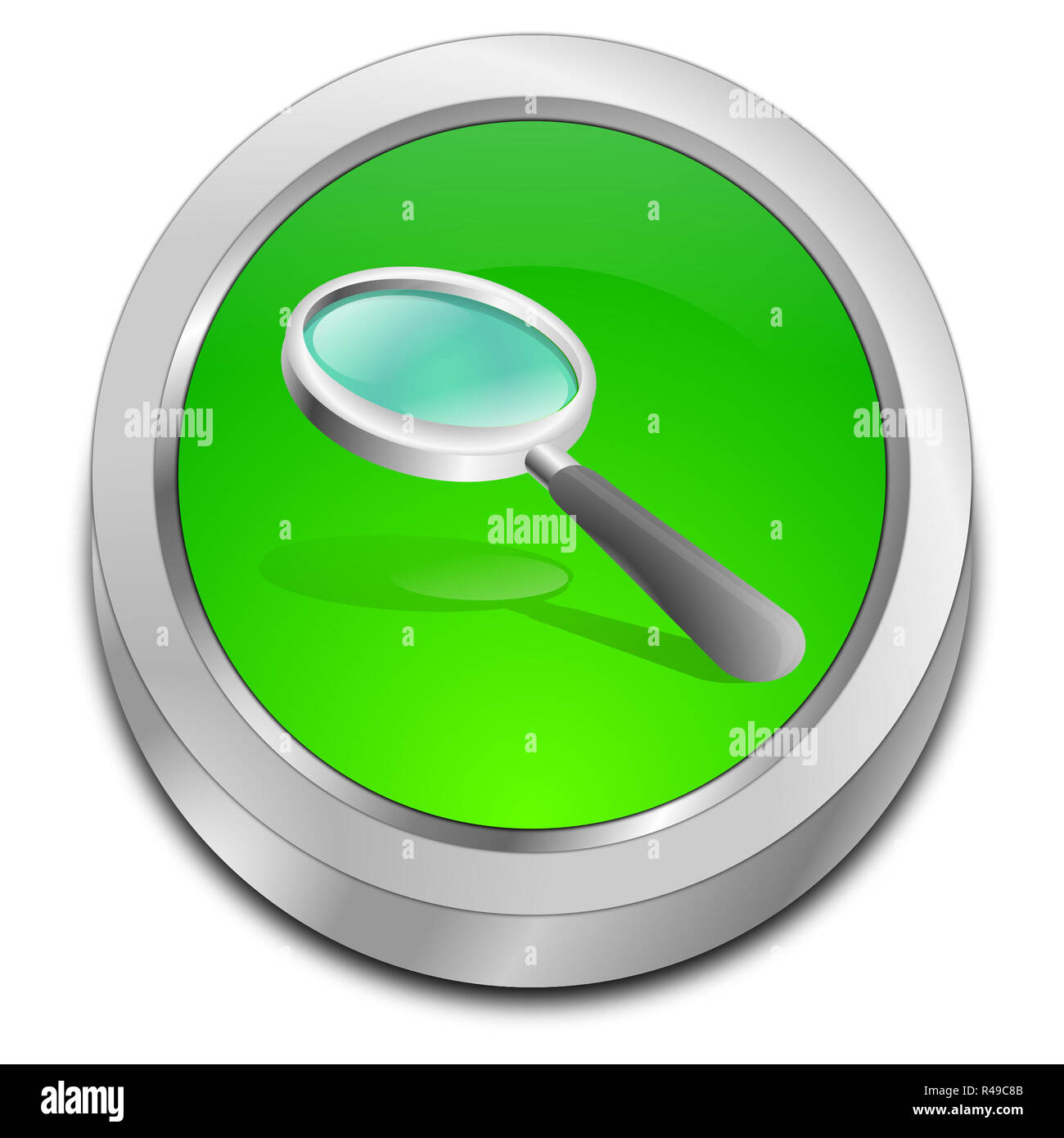 glossy green magnifying glass button 3D illustration Stock Photo Alamy