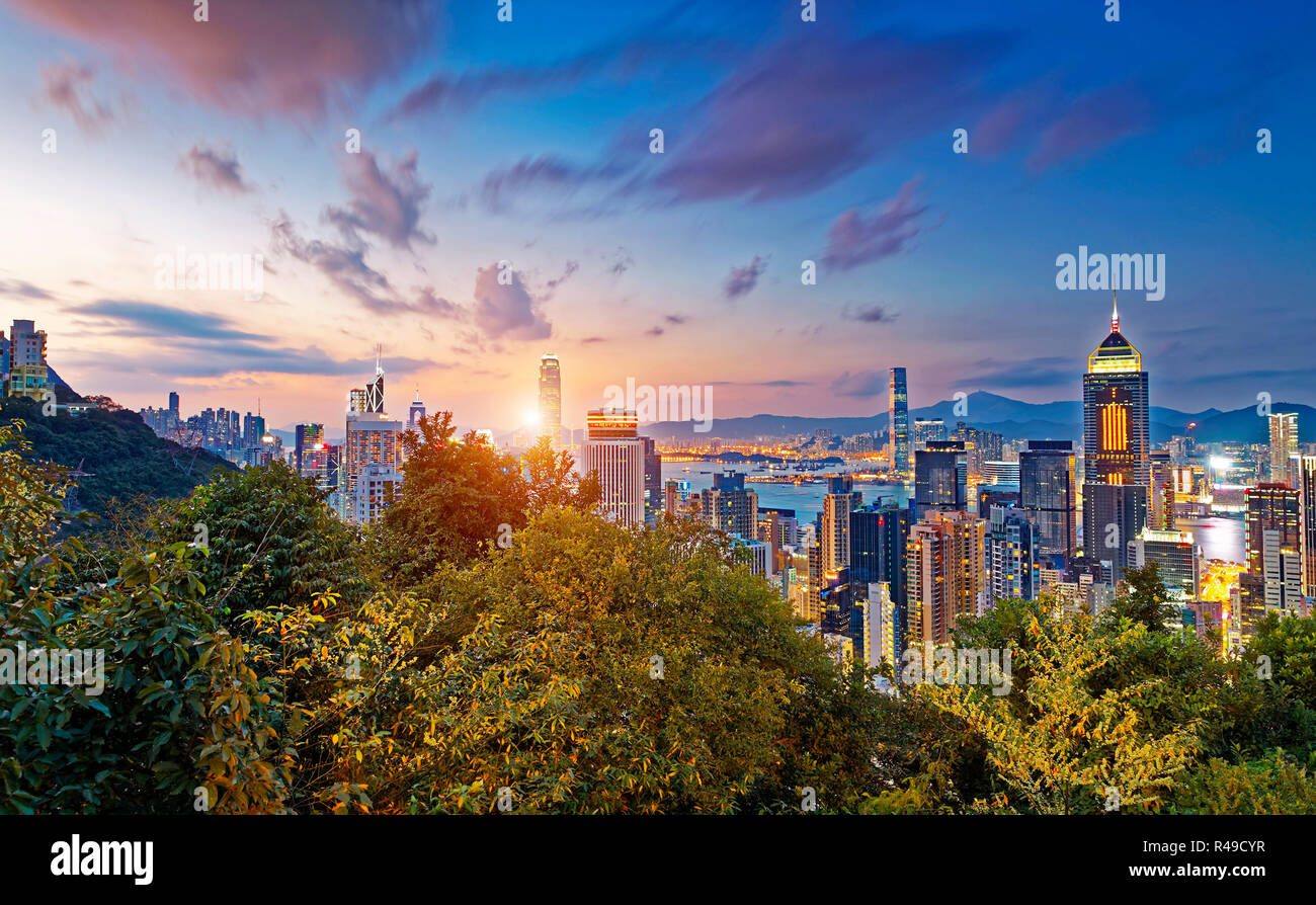 Hong Kong City Sunset Stock Photo - Alamy