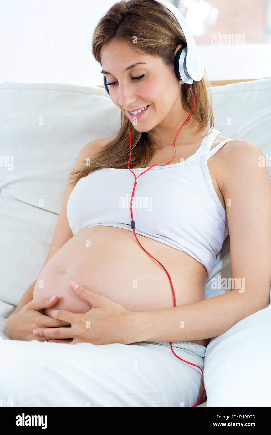 Pregnant woman listening music unborn hi-res stock photography and images -  Alamy