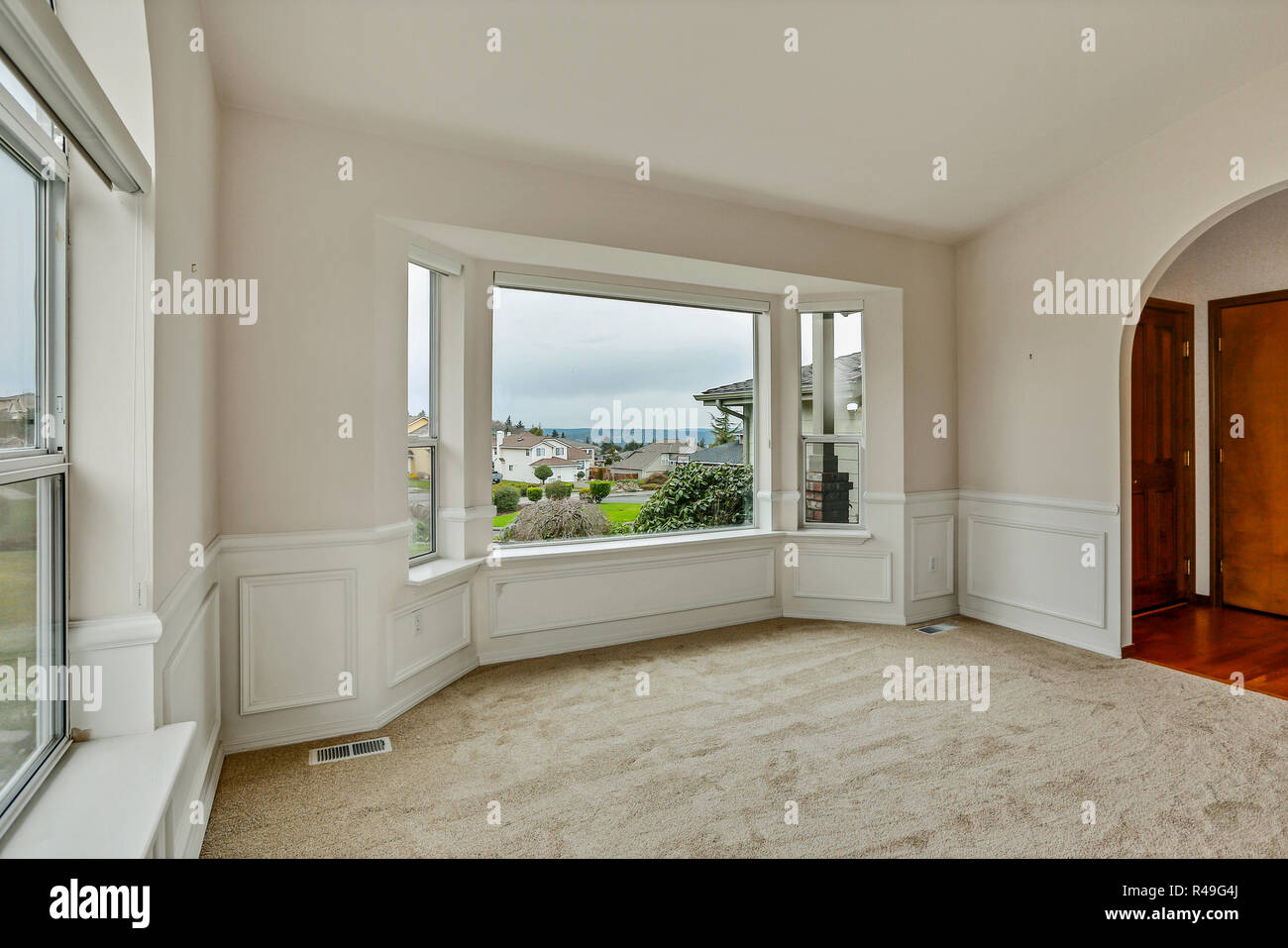 Empty Front Entrance Door With Office Room With Large