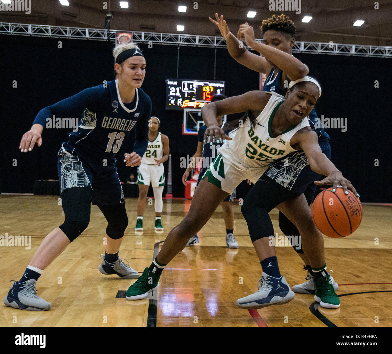 Nov 24 2018 Las Vegas, NV U.S.A. Baylor center Queen Egbo (25) battle for the rebound during the NCAA Women's Basketball Thanksgiving Shootout between Baylor Bears and the Georgetown Hoyas 67-46 win at South Point Arena Las Vegas, NV. Thurman James/CSM Stock Photo