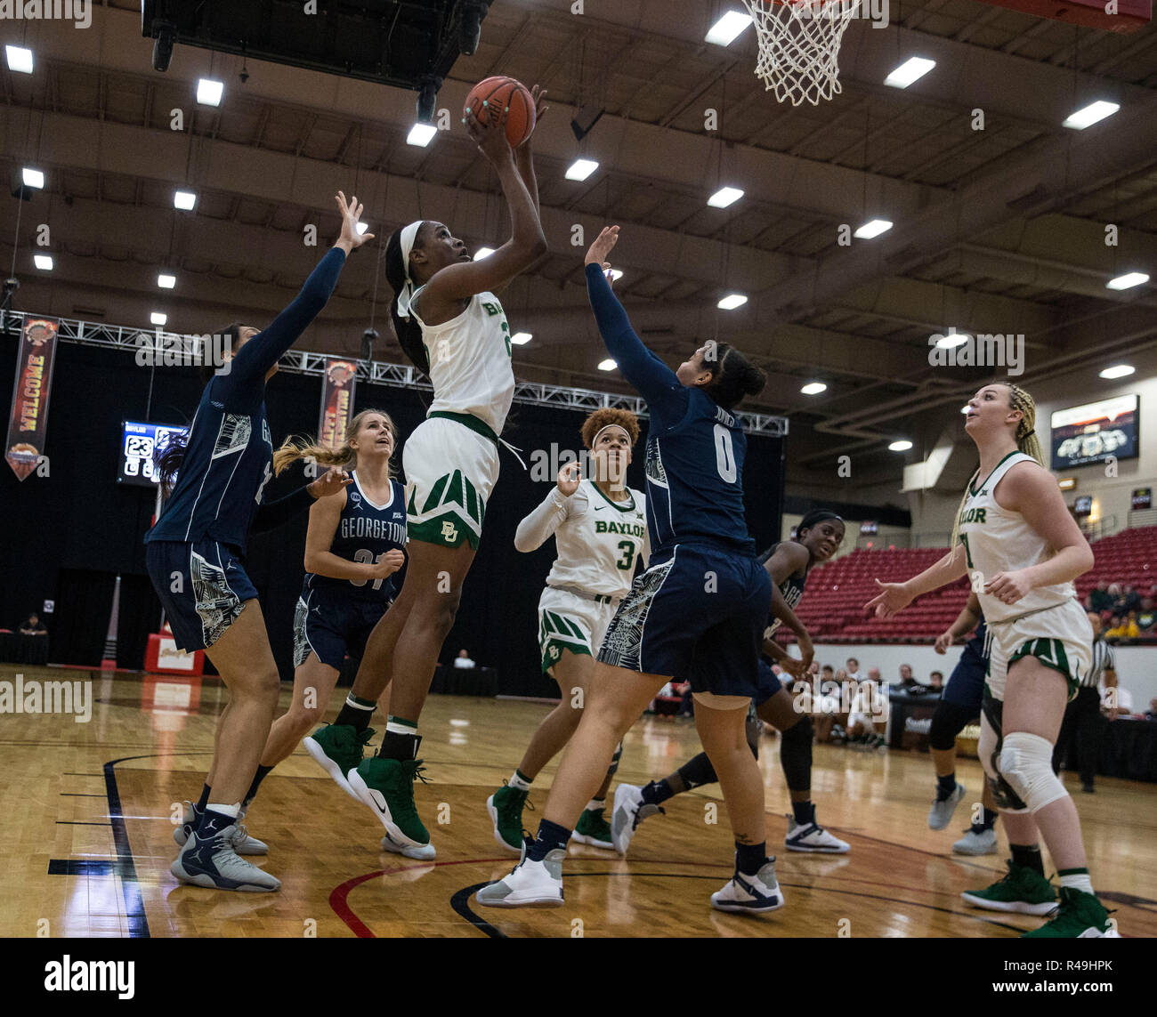 Nov 24 2018 Las Vegas, NV U.S.A. Baylor center Queen Egbo (25) take a shot during the NCAA Women's Basketball Thanksgiving Shootout between Baylor Bears and the Georgetown Hoyas 67-46 win at South Point Arena Las Vegas, NV. Thurman James/CSM Stock Photo