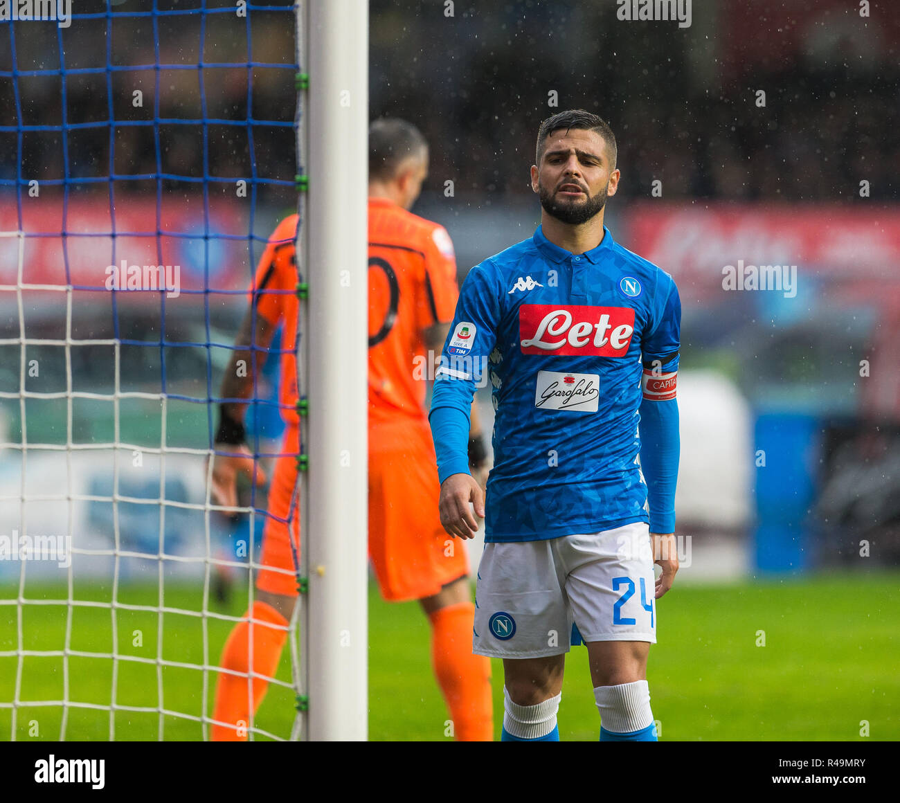 Lorenzo Insigne of SSC Napoli seen reacting during the SSC Napoli vs A.C. Chievo Serie A football match at the San Paolo Stadium. (Final score; SSC Napoli 0:0 Chievo ) Stock Photo