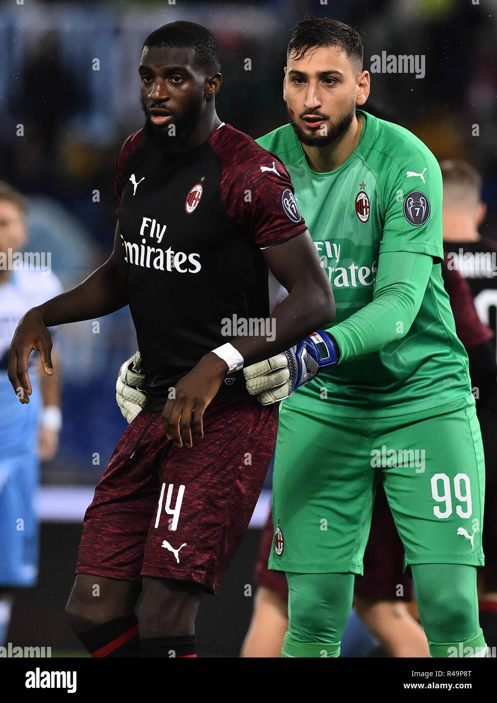 Rome, Italy. 26th Nov, 2018. Football Serie A Lazio-Milan-Rome 25-11-2018 In the picture Cristian Zapata and Gianluigi Donnarumma Photo Photographer01 Credit: Independent Photo Agency/Alamy Live News Stock Photo