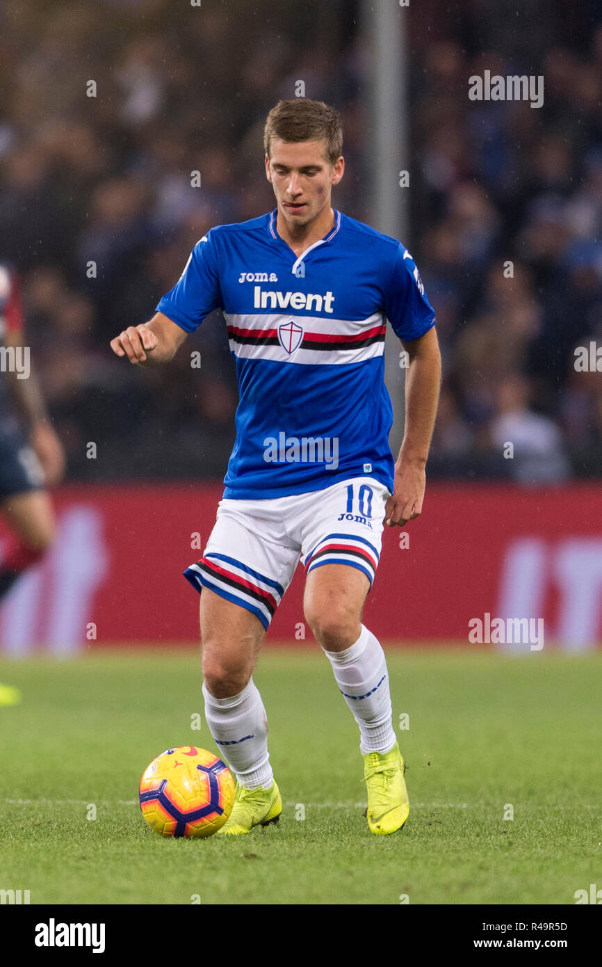 Genoa, Italy. 25th Nov, 2018. Dennis Praet (Sampdoria) during the Italian  "Serie A" match between Genoa 1-1 Sampdoria at Luigi Ferraris Stadium on  November 25, 2018 in Genova, Italy. Credit: Maurizio Borsari/AFLO/Alamy