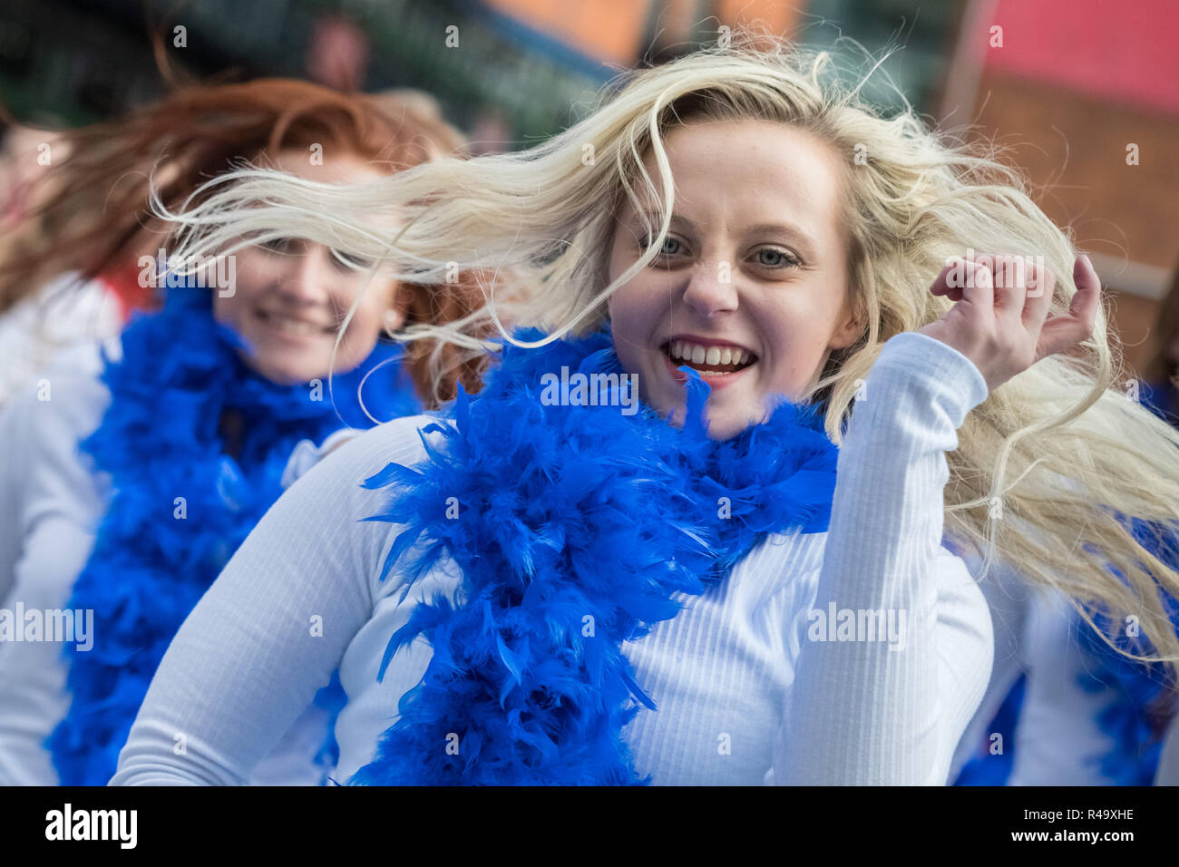 London, UK. 26th Nov 2018. 324 dancers in Mamma Mia! Here We Go Again inspired outfits break the world's largest disco dance record. Credit: Guy Corbishley/Alamy Live News Stock Photo