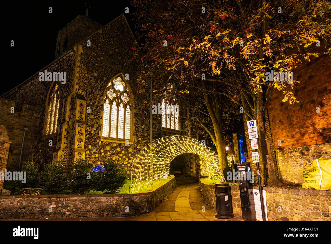 Christmas light display at the medieval town of Sandwich in Kent