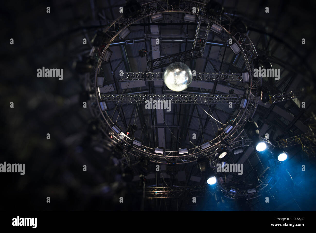 Preparing the stage for a concert in the open air Stock Photo - Alamy