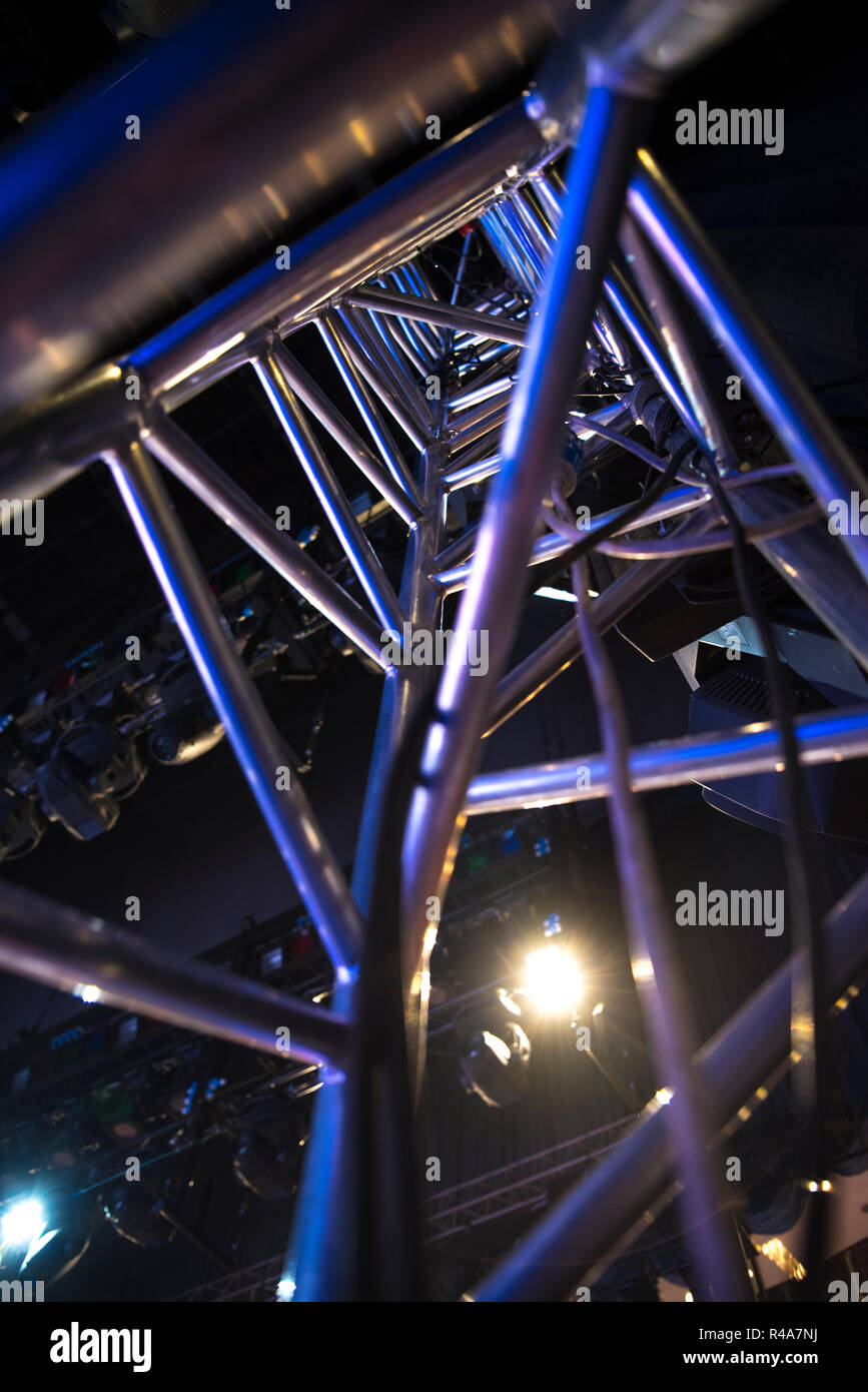 Preparing the stage for a concert in the open air Stock Photo - Alamy