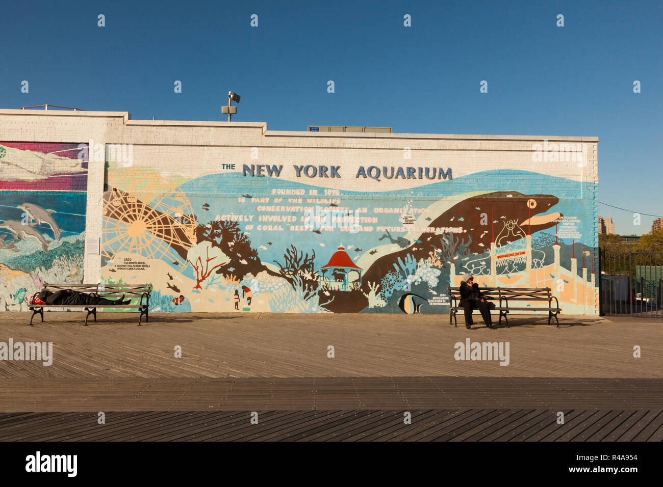 Painted Mural outside the New York Aquarium, Coney Island, Brooklyn,New