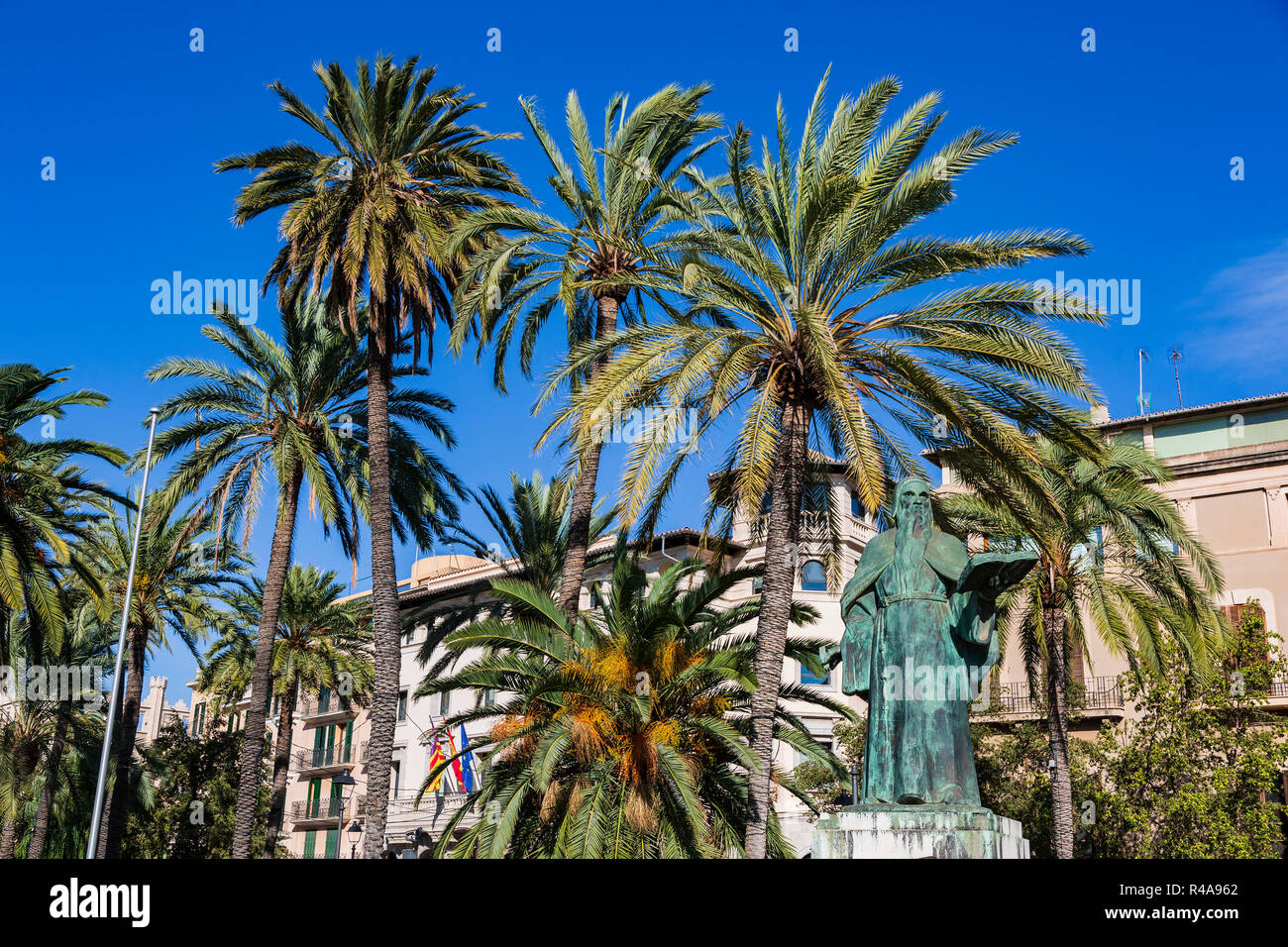 Statue of Ramon Llull, Palma or Palma de Mallorca, Mallorca, Balearic Islands, Spain, Europe Stock Photo