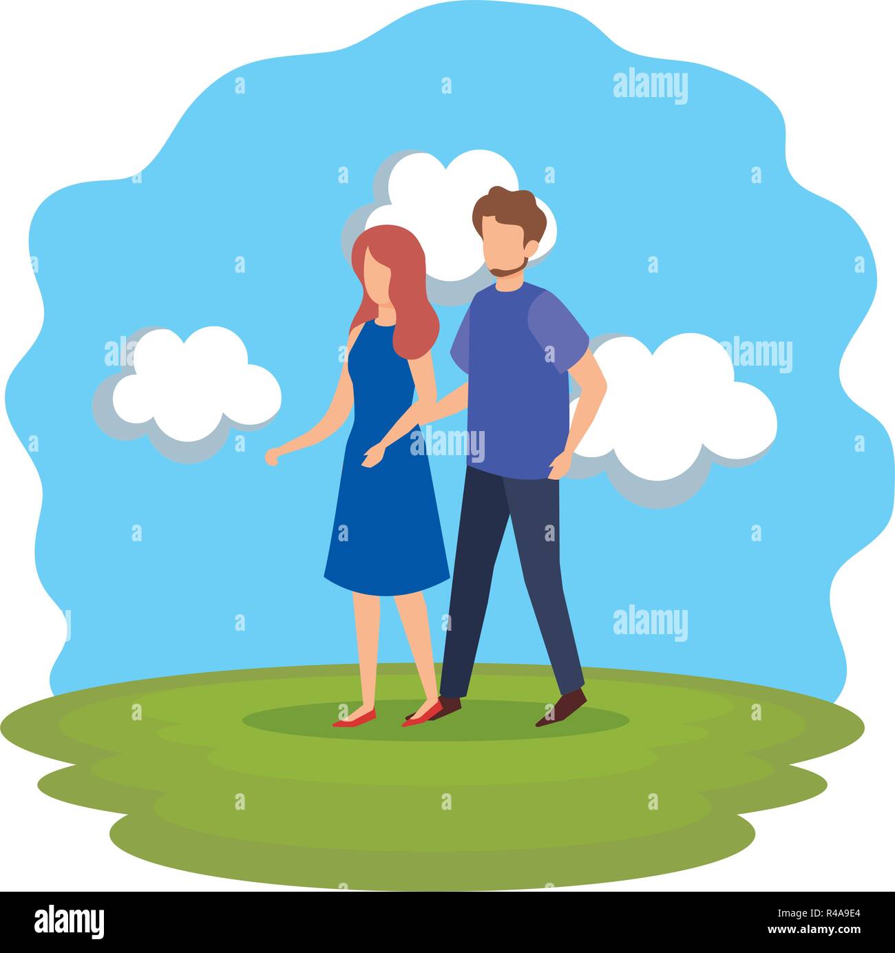 couple in tthe park characters vector illustration design Stock Vector ...