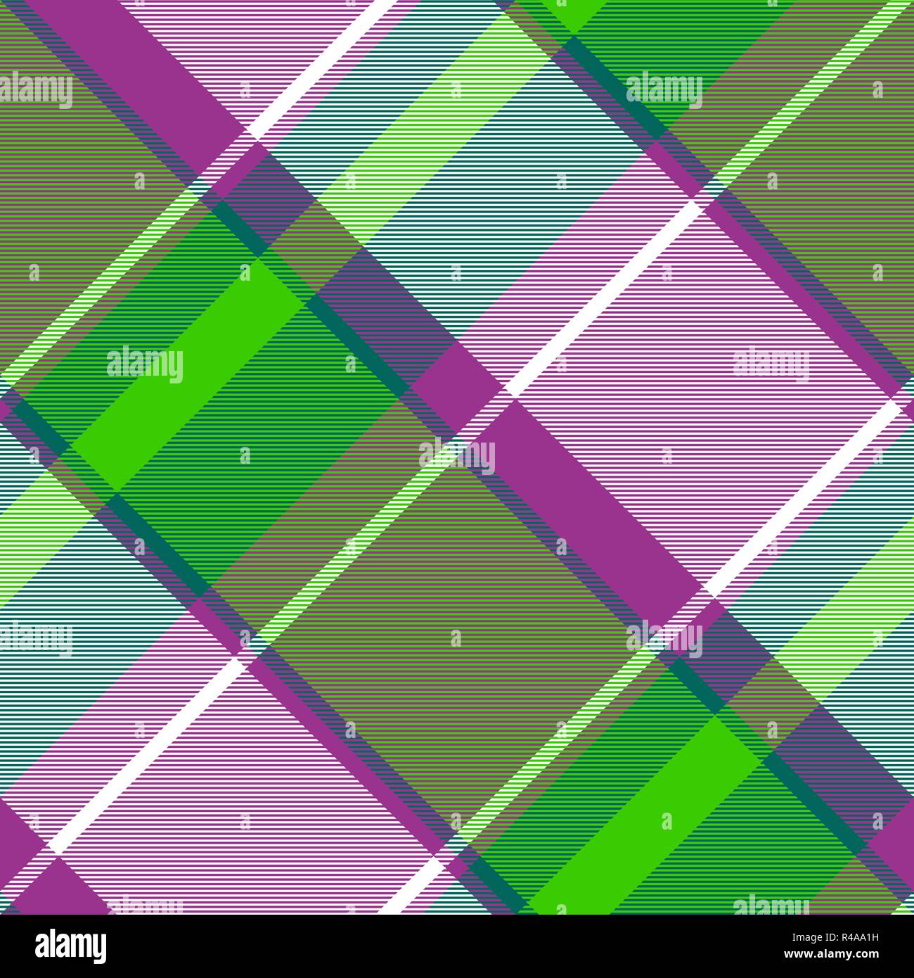 Purple green color check fabric texture seamless pattern. Vector ...
