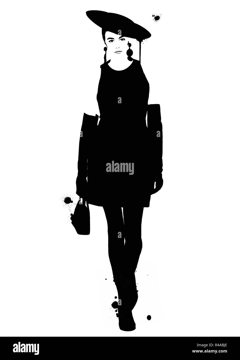 Fashion illustration black and white abstract Stock Photo - Alamy