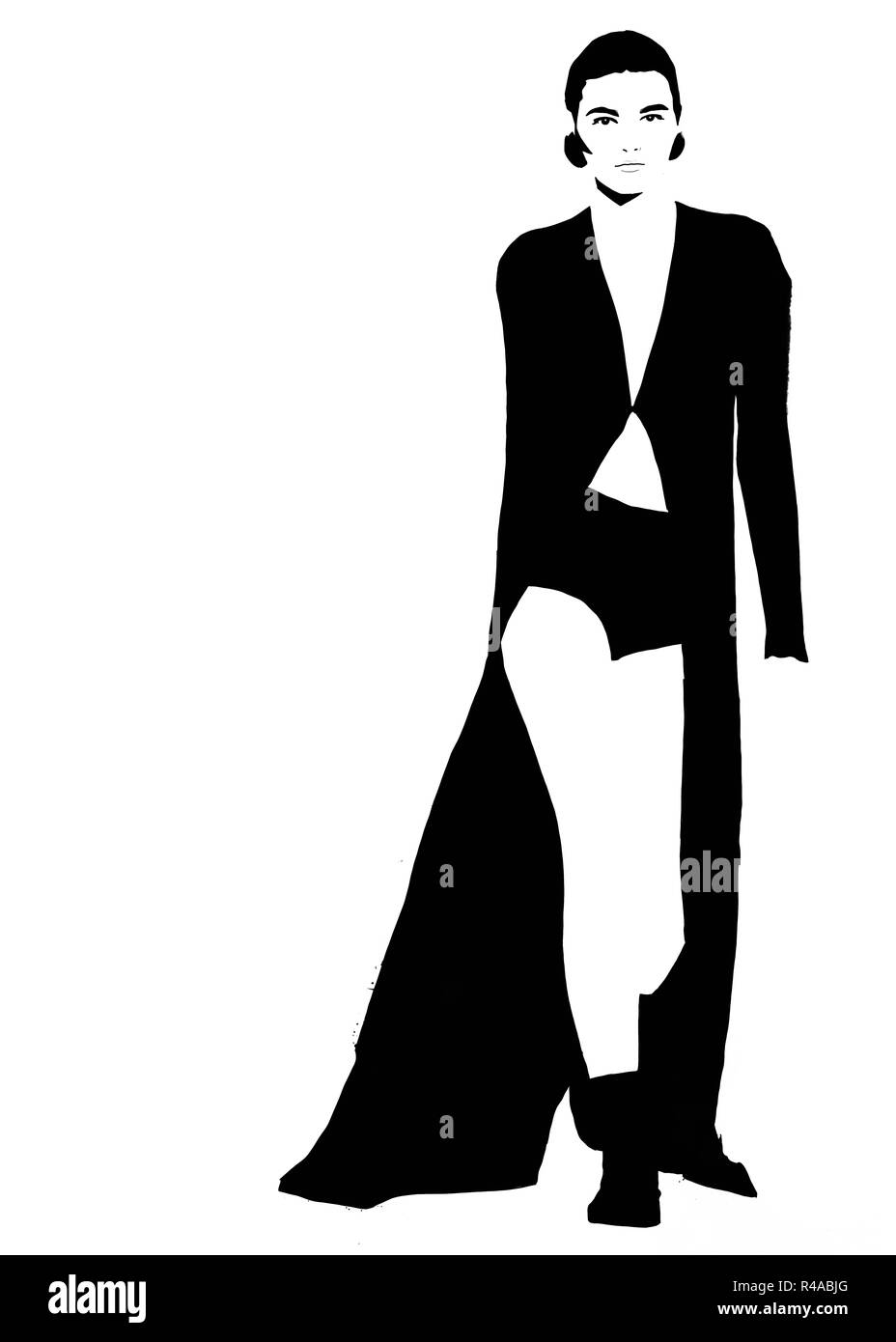 Black and white fashion illustration Stock Photo - Alamy