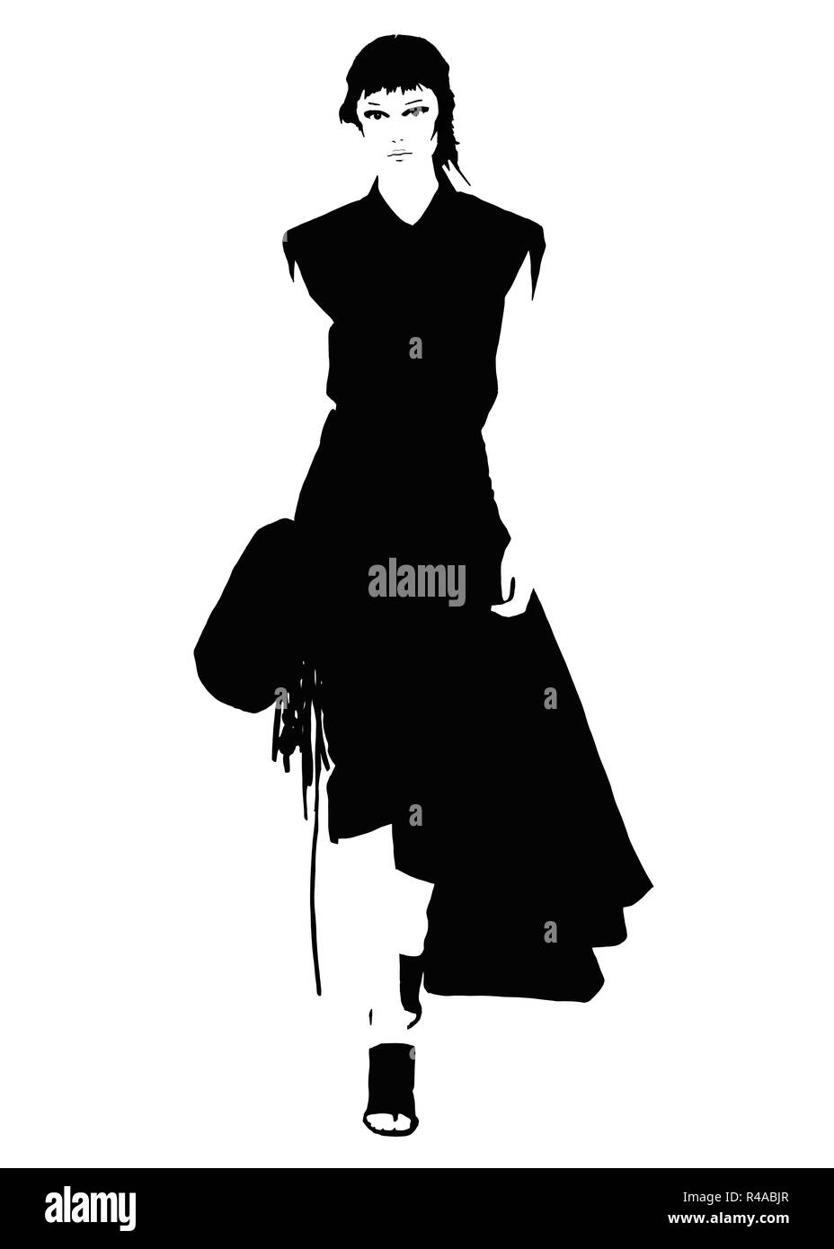 Black and white fashion illustration Stock Photo - Alamy