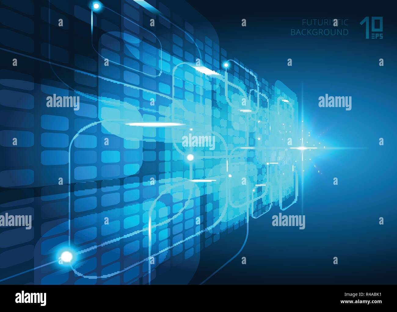 Abstract futuristic digital blue squares virtual technology concept ...
