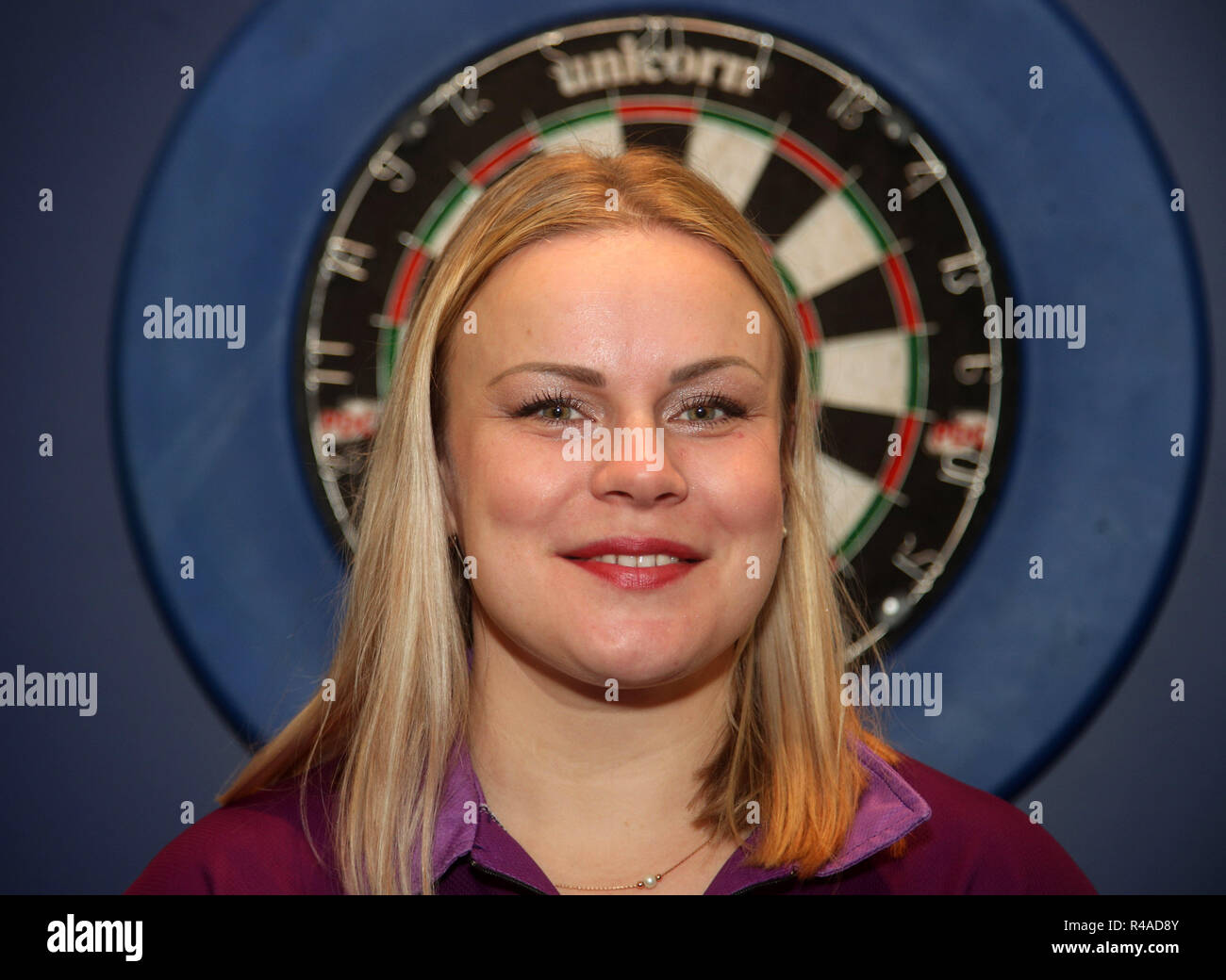 Anastasia Dobromyslova, one of two female qualifiers, during a photocall  for the 2018/2019 William Hill World Darts Championship, outside the Tower  Guoman Hotel, London Stock Photo - Alamy