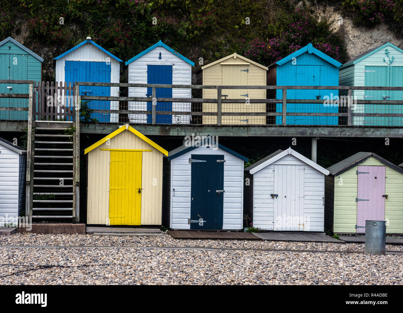 Beach Huts at Beer, Devon Stock Photo Alamy