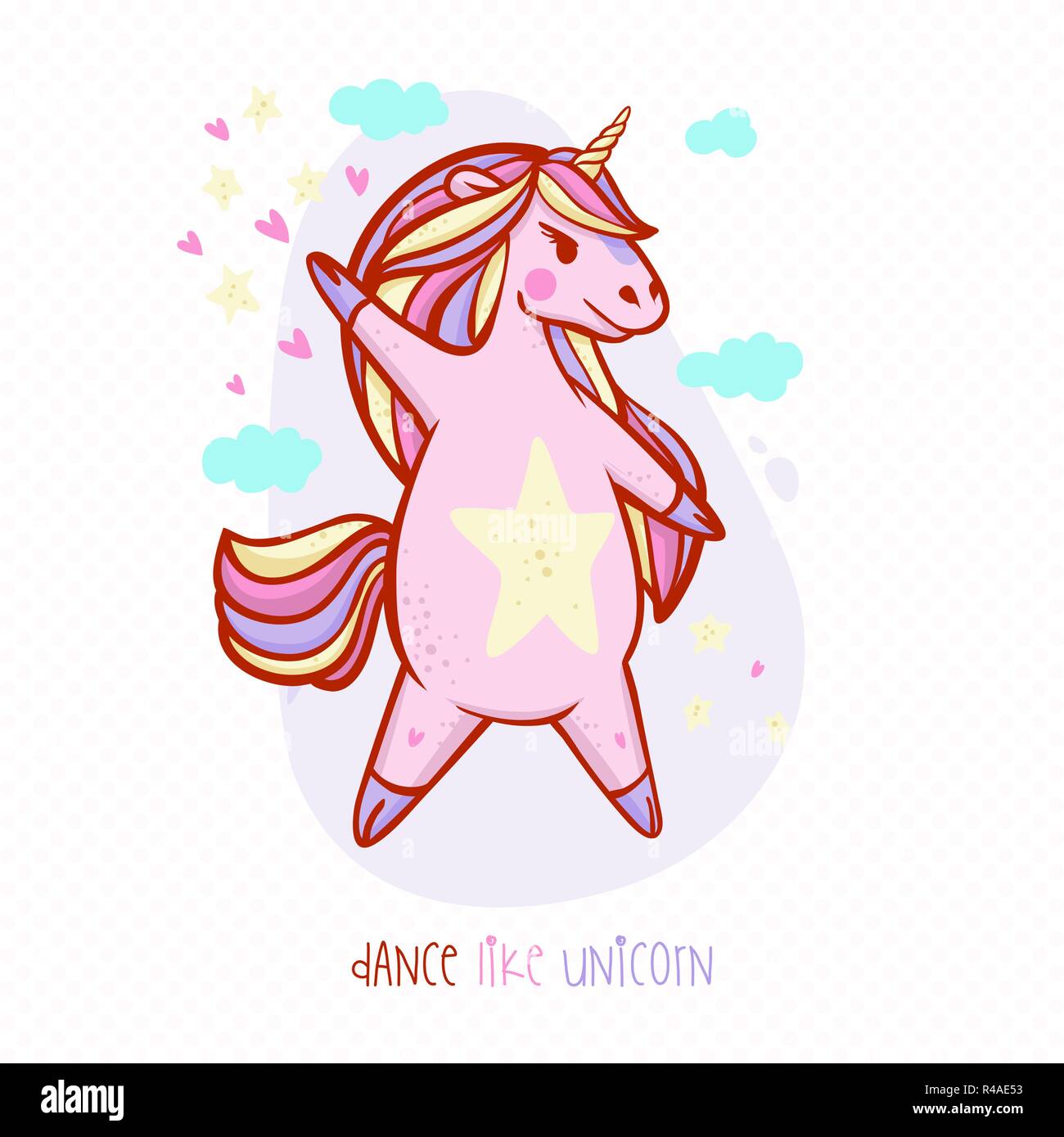 a pleasant magic unicorn with a star on his belly dances like a superstar.  Cute unicorn in a rainbow of colors. Marshmallow Unicorn Stock Vector Image  & Art - Alamy