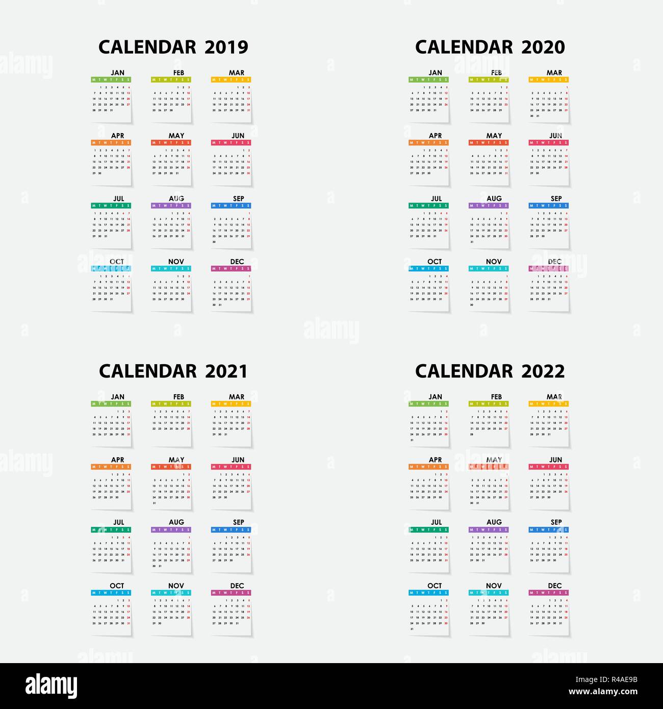 calendar 2019 2020 2021 and 2022 calendar template calendar design editable yearly calendar 2019