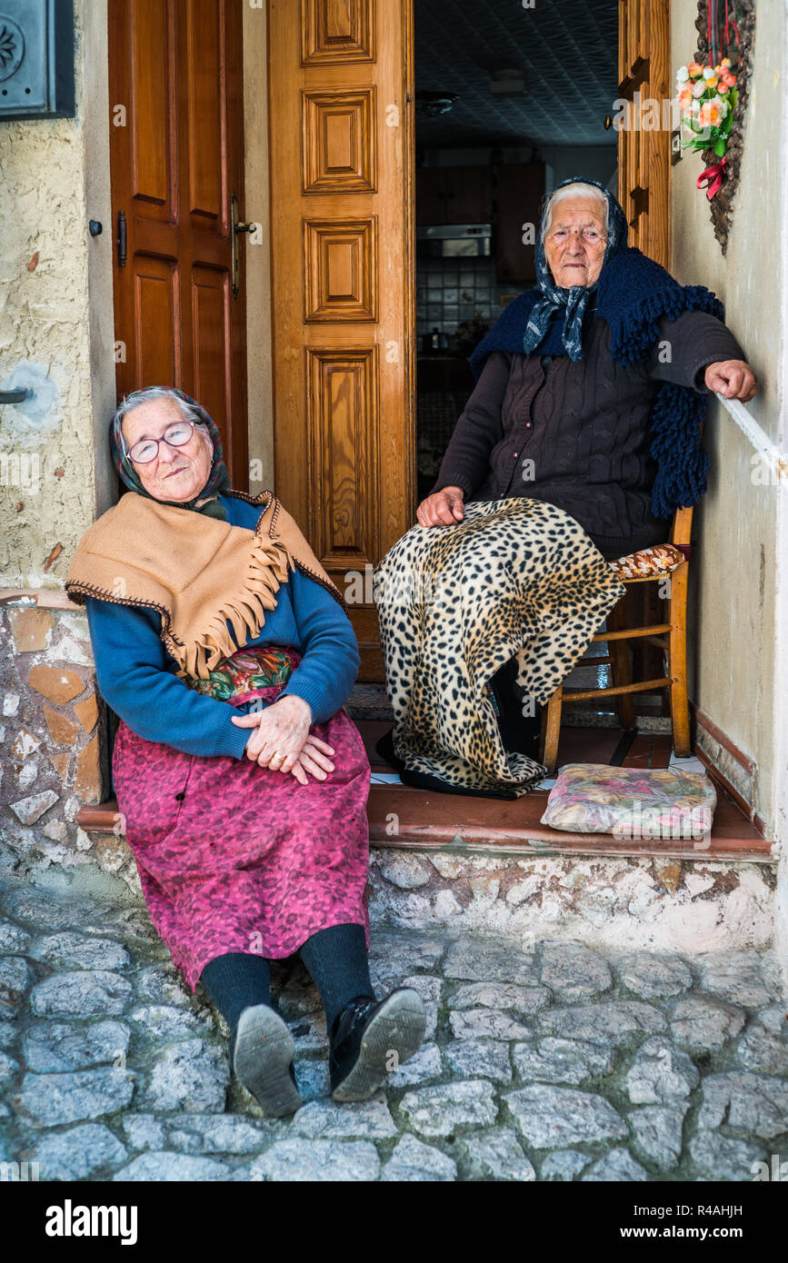 Village street two old women hi-res stock photography and images - Alamy