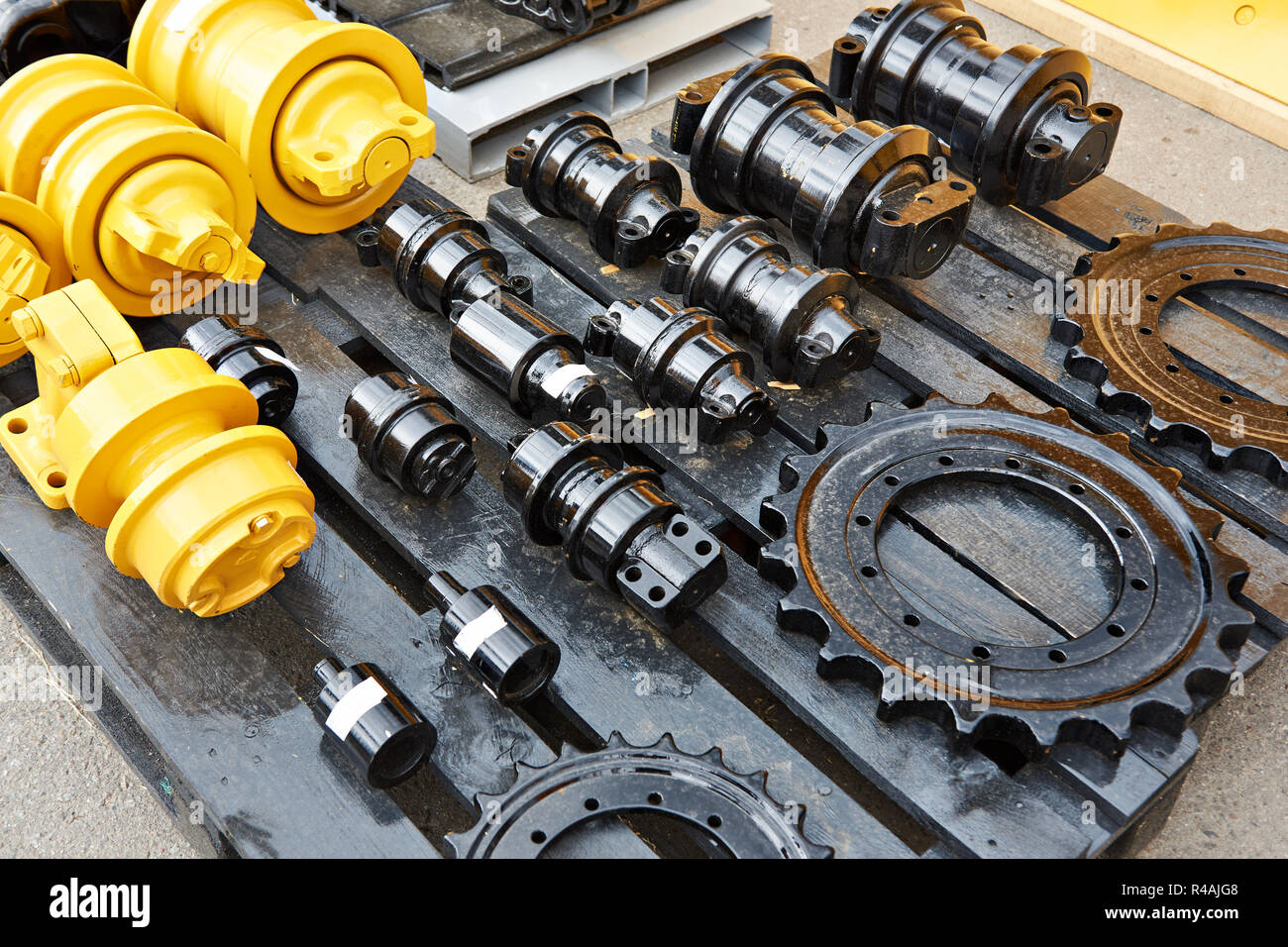 Spare parts for chassis of construction machinery Stock Photo