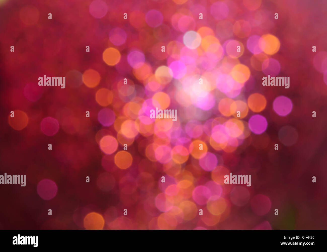 Defocused abstract multicolored bokeh christmas lights background. Stock Photo