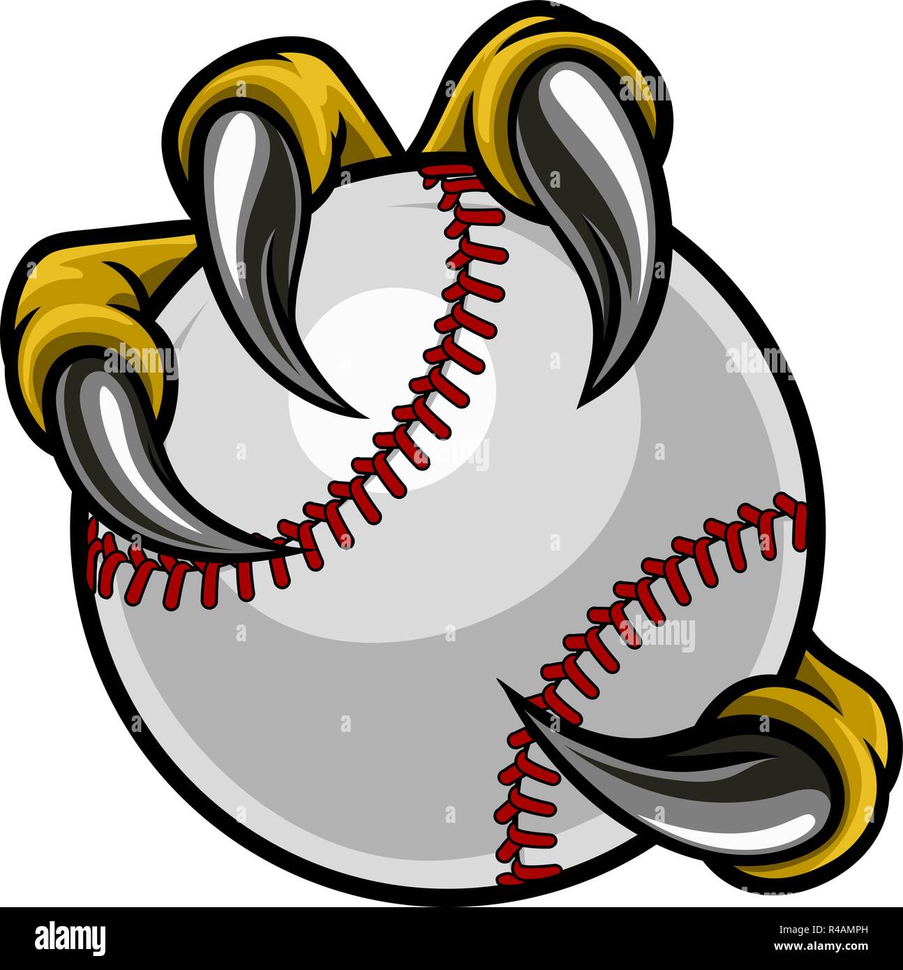 Eagle Bird Monster Claw Holding Baseball Ball Stock Vector