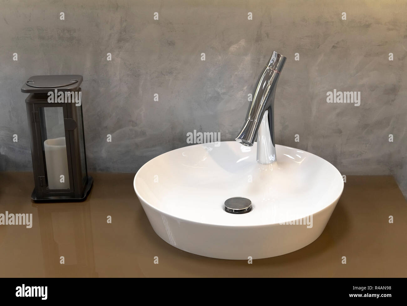 Fragment of bathroom with sink and faucet Stock Photo