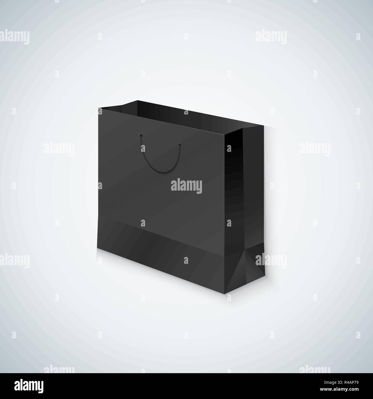 vector black mock up paper blank shopping bag with rope handle ...