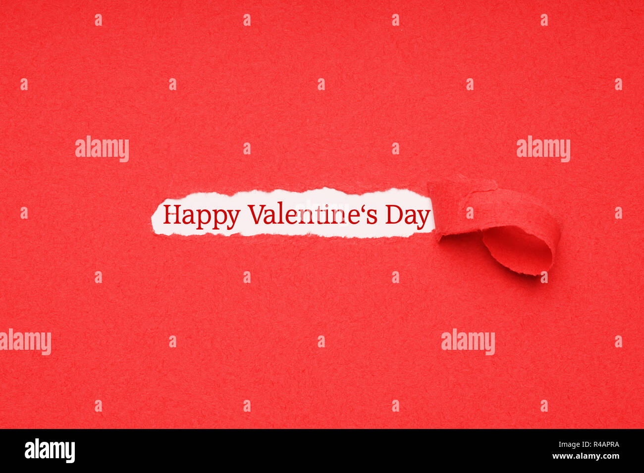 happy valentines day greeting on red background Stock Photo