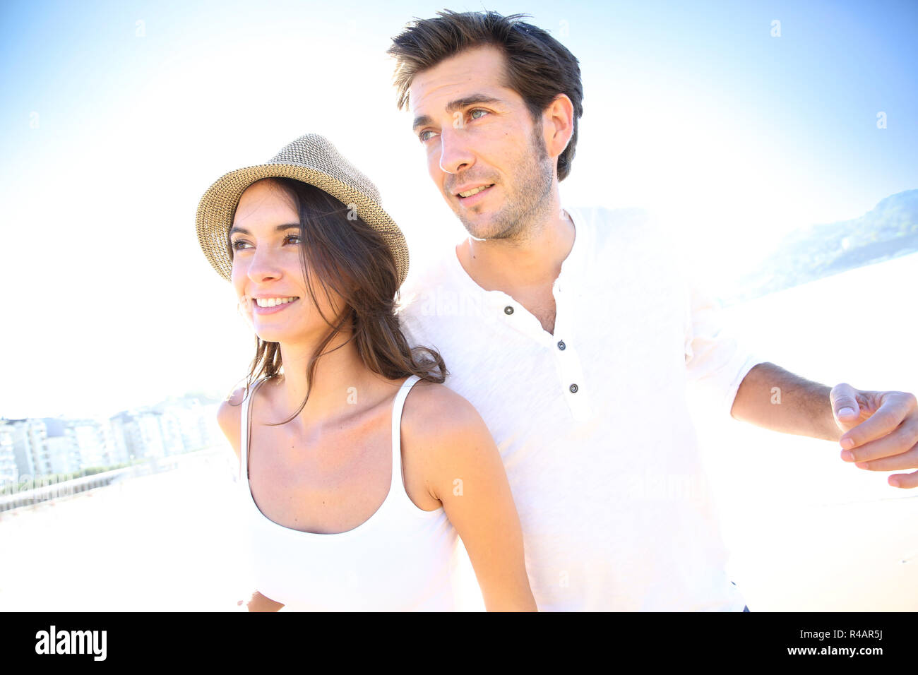 Couple having fun at the beach Stock Photo