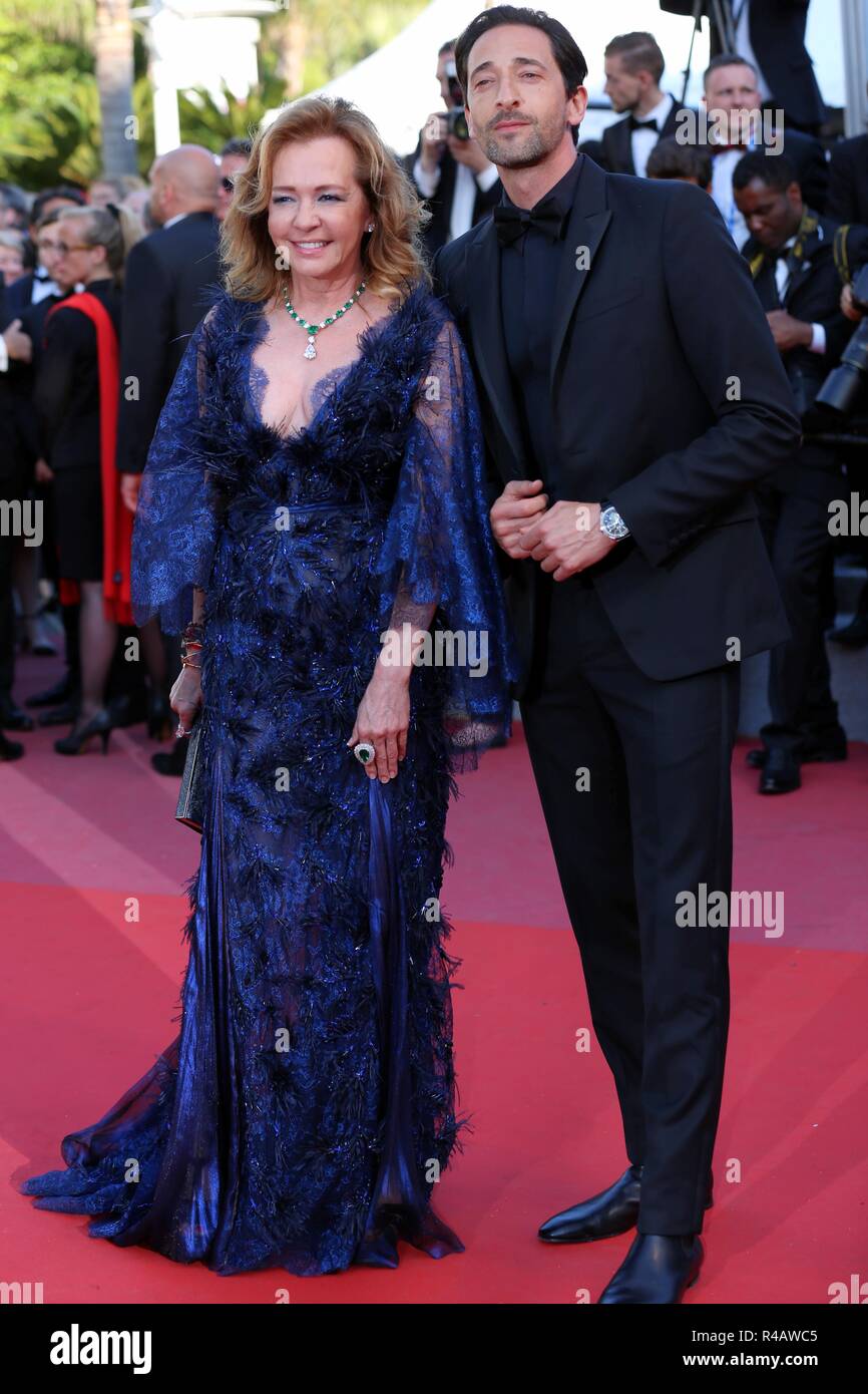 CANNES, FRANCE – MAY 19, 2018: Caroline Scheufele and Adrien Brody walk the red carpet at 'The Man Who Killed Don Quixote' screening Stock Photo
