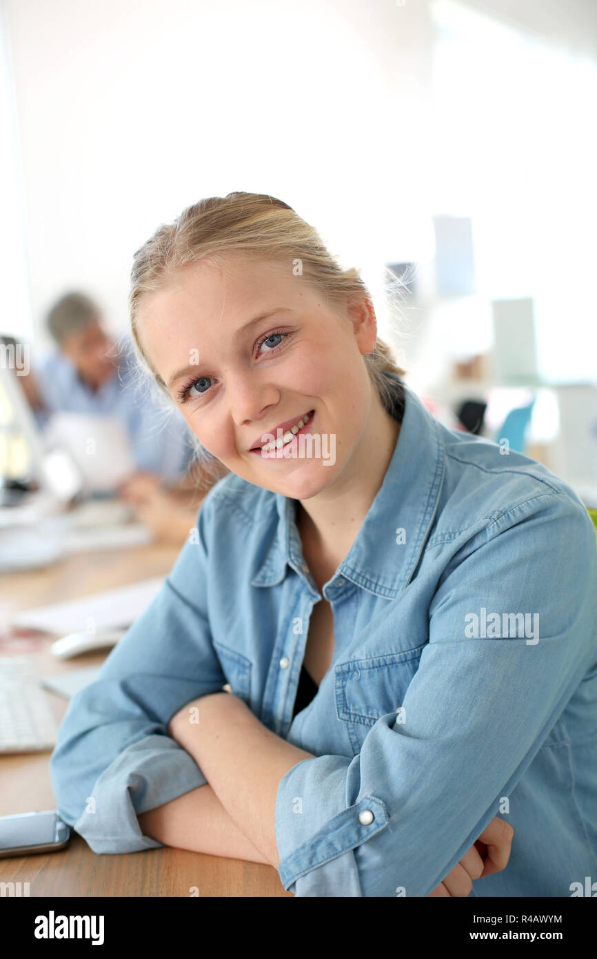 Portrait of student girl in class Stock Photo - Alamy