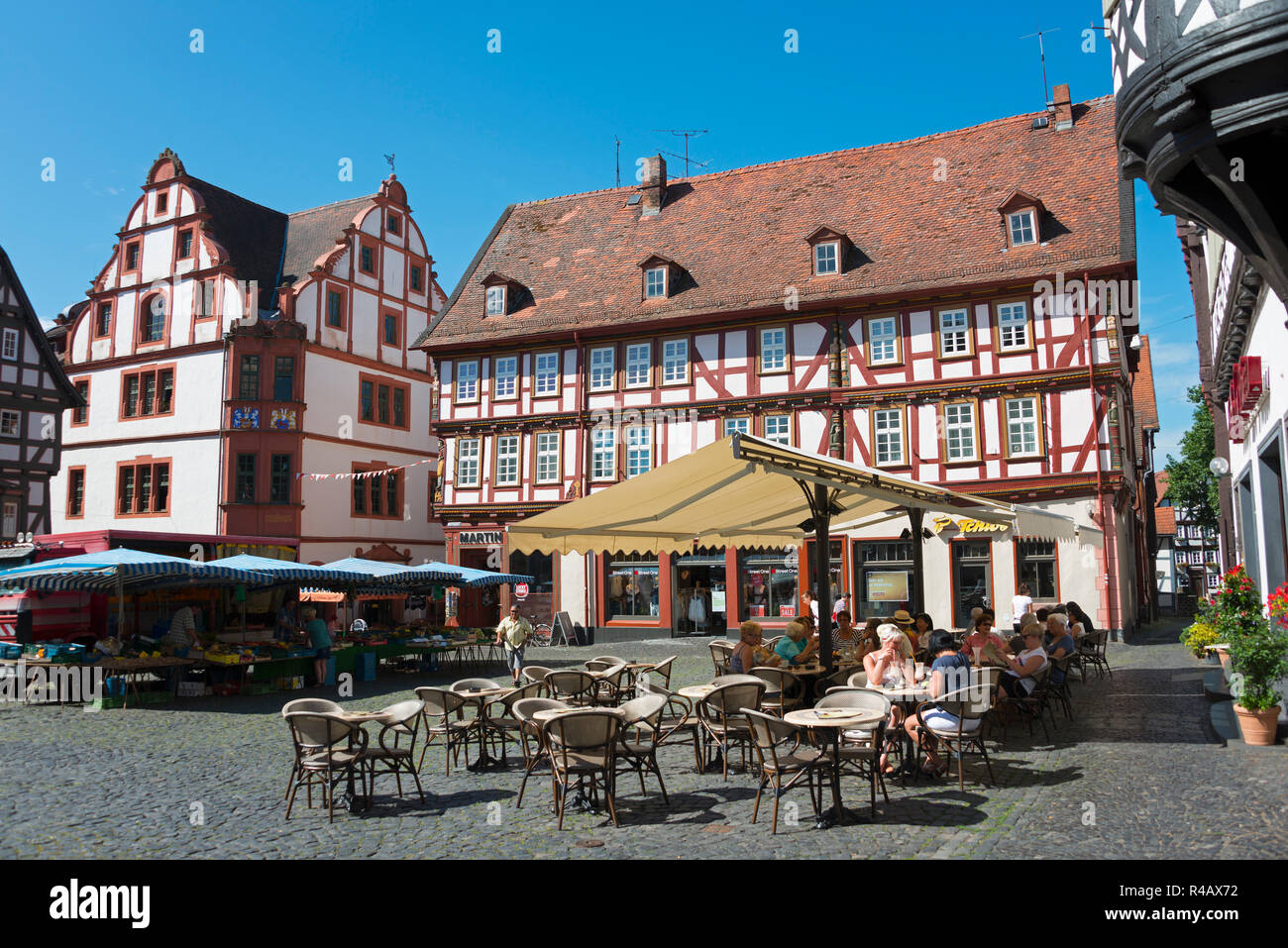Wedding house and Stumpf house, market place, old town, Alsfeld, Hesse, Germany Stock Photo