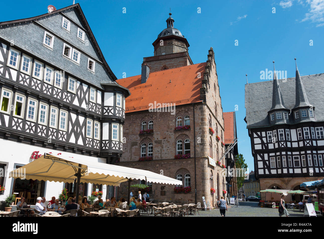 Bucking house, Wine house, town hall, market place, old town, Alsfeld, Hesse, Germany, Bückinghaus Stock Photo