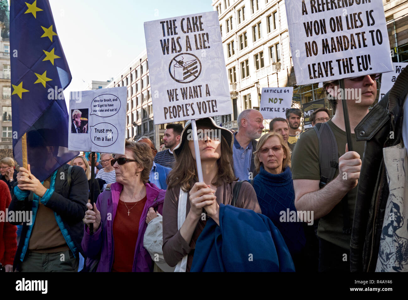 People's Vote Campaign march: Hundreds of thousands attend London Pro-EU Anti-Brexit Oct 2018 protest Stock Photo