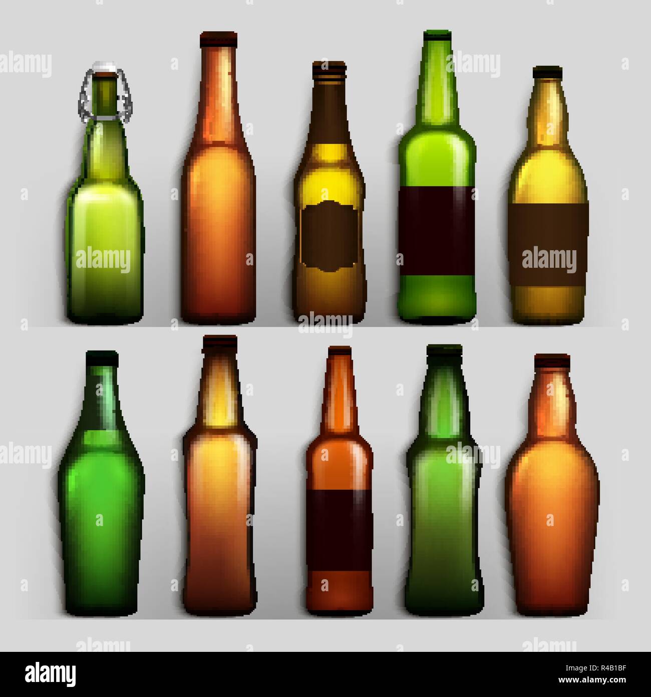 Download Beer Bottles Set Vector Different Empty Glass For Craft Beer Green Yellow Brown Mockup Blank Template For Product Packing Design Advertisement Isolated Realistic Illustration Stock Vector Image Art Alamy