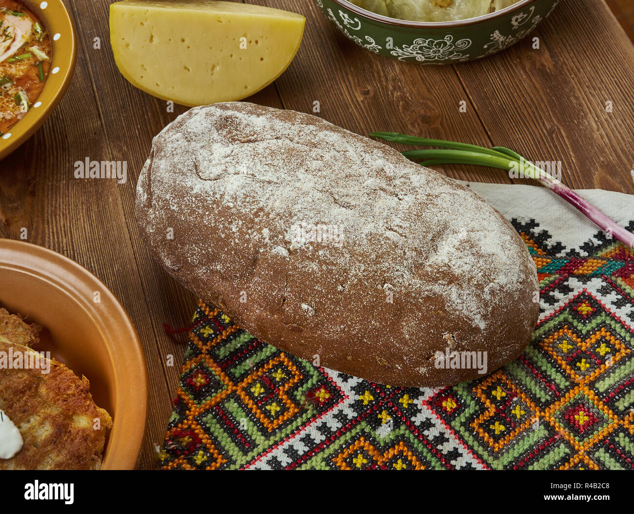 dark rye bread, Lithuanian cuisine, Baltic Traditional assorted dishes ...