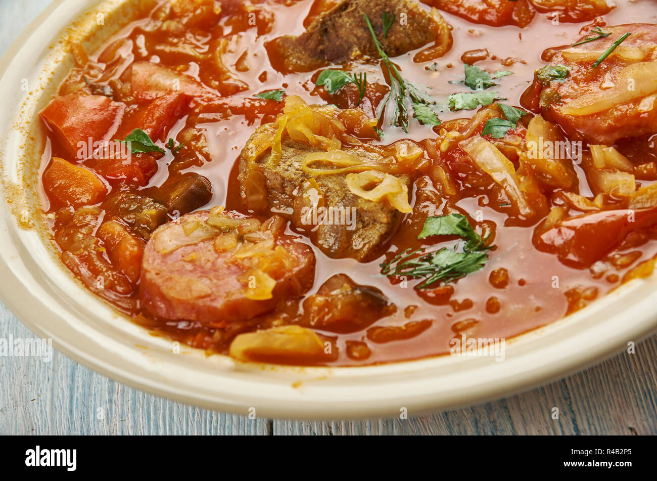 Szekelygulyas , Hungarian Goulash with Pork and Sauerkraut, Hungarian