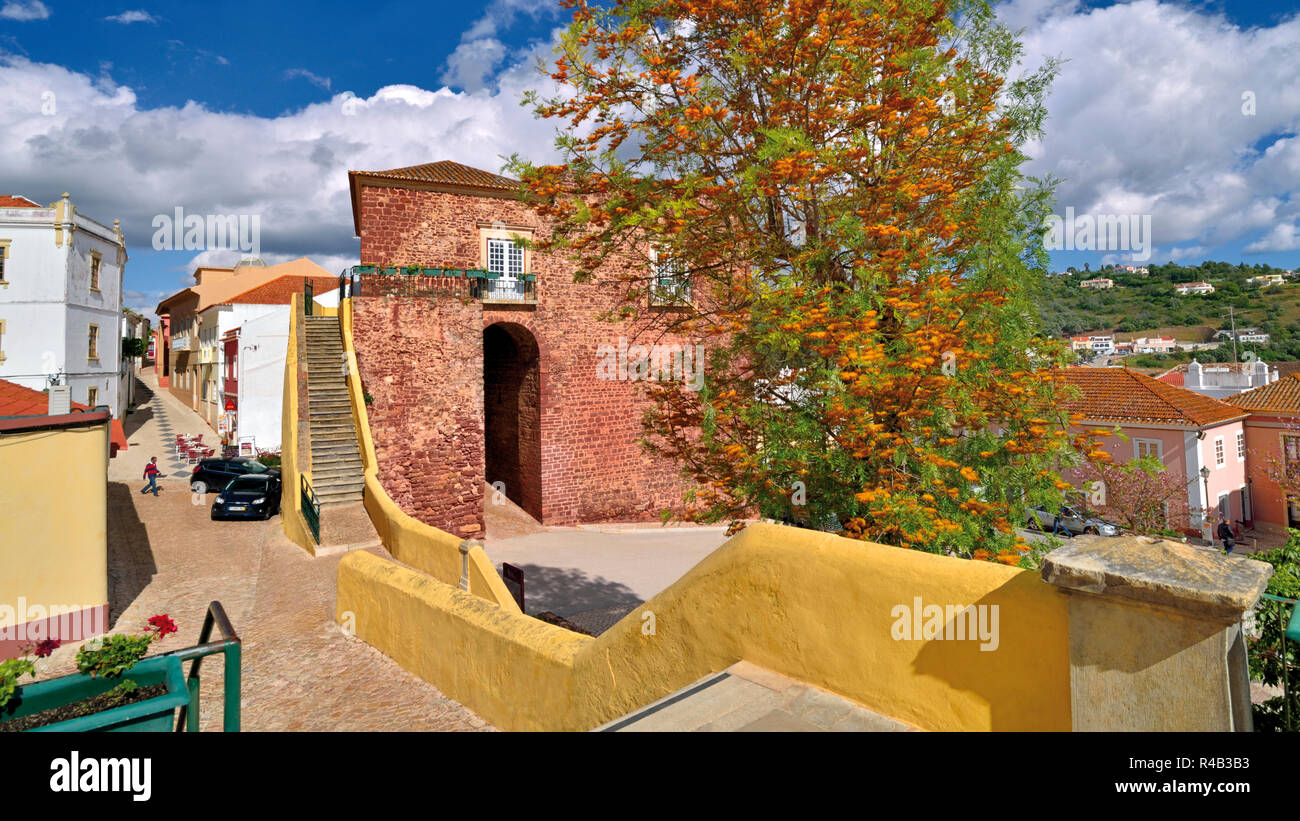 Center and historic  town gate in Silves, Algarve Stock Photo