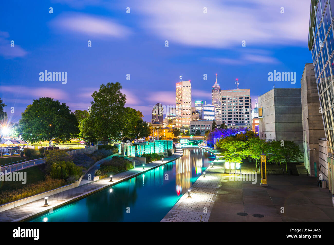 indianapolis,indiana,usa-09-13-17, beautiful indiannapolis skyline with reflection on water. Stock Photo